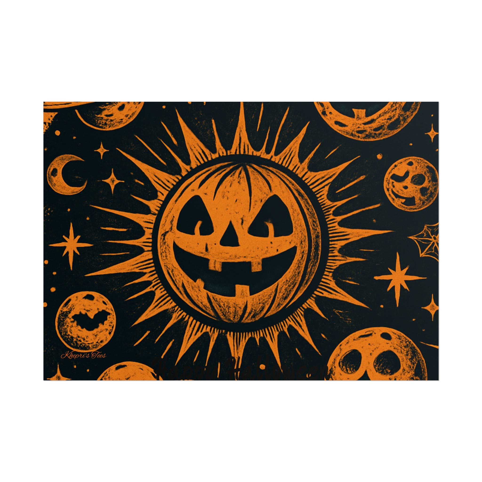 Sun & Friends- Halloween Rolled Poster, Spooky Wall Art, Fall Decor, Trick or Treat Print, Jack-o'-Lantern Home Decor