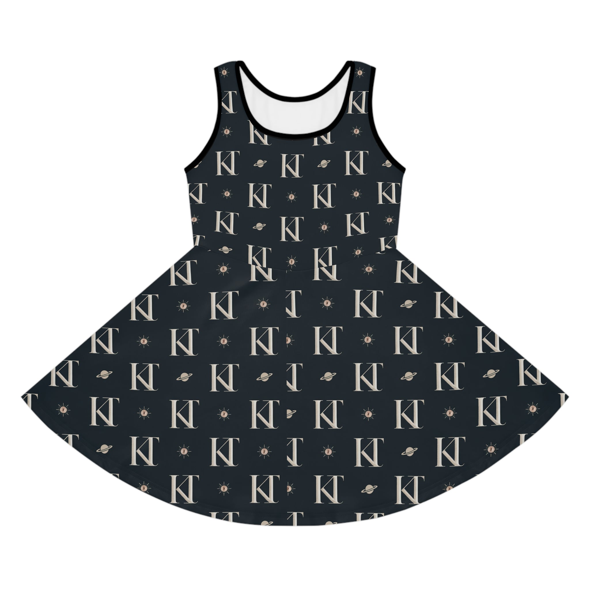 Cosmic Monogram Girls' Sundress, Party Outfit, Birthday Gift, Stylish Playwear, Personalized Fashion