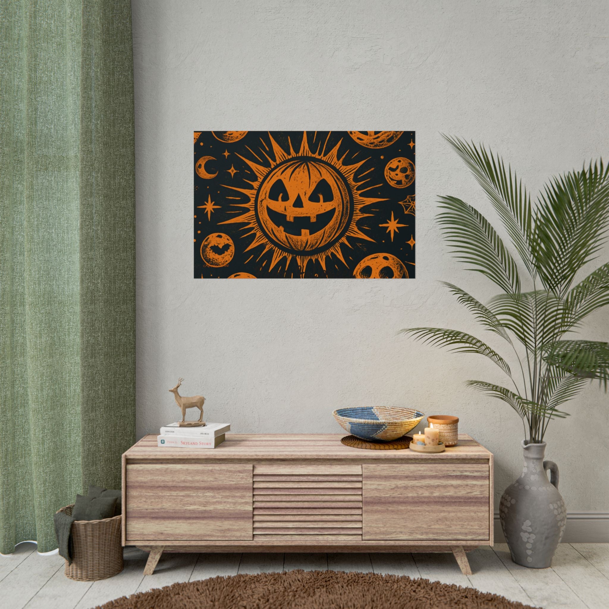 Sun & Friends- Halloween Rolled Poster, Spooky Wall Art, Fall Decor, Trick or Treat Print, Jack-o'-Lantern Home Decor