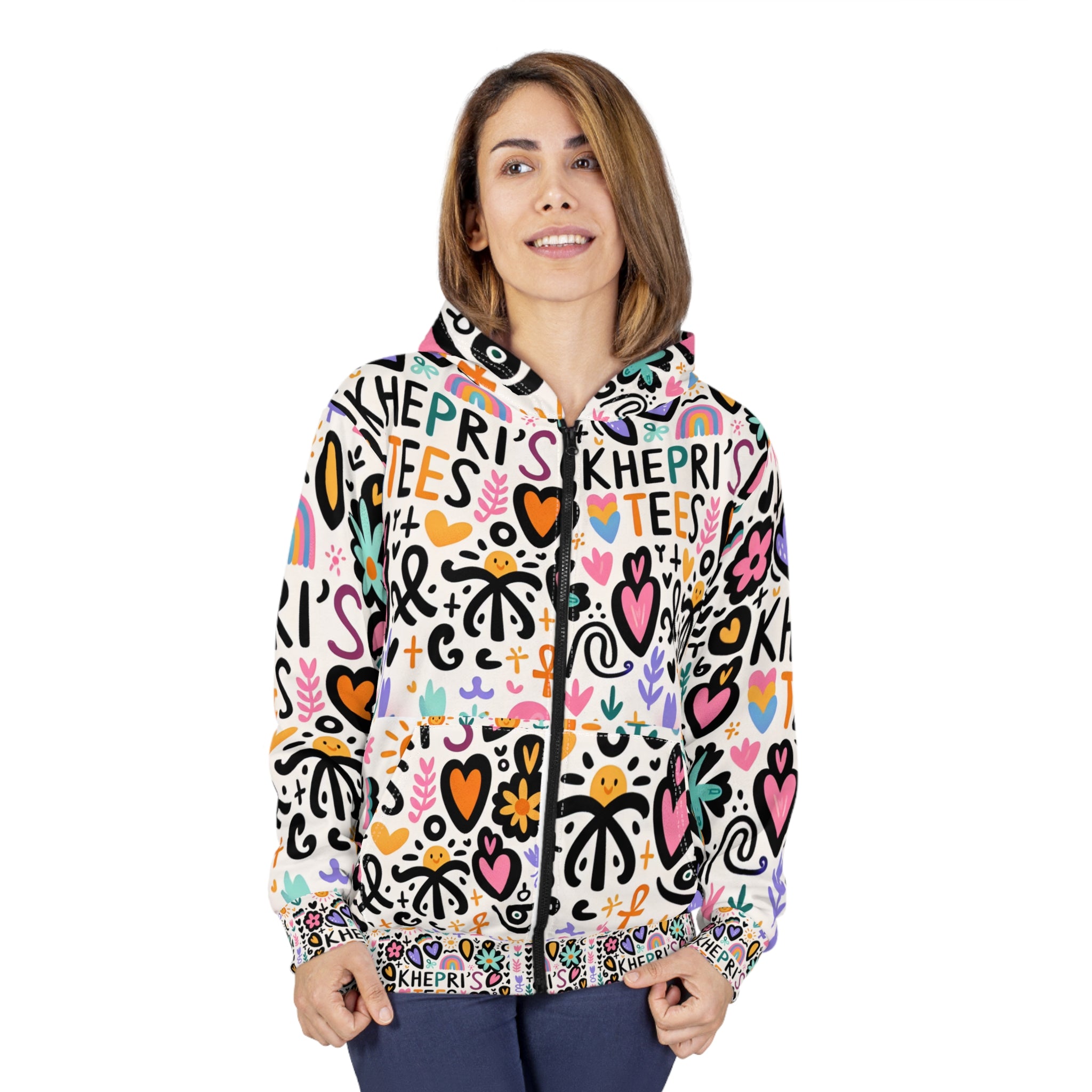 Colorful Unisex Zip Hoodie with Fun Patterns, Vibrant Art, Casual Wear, Gift for Him/Her, Cozy Fashion, Trendy Streetwear