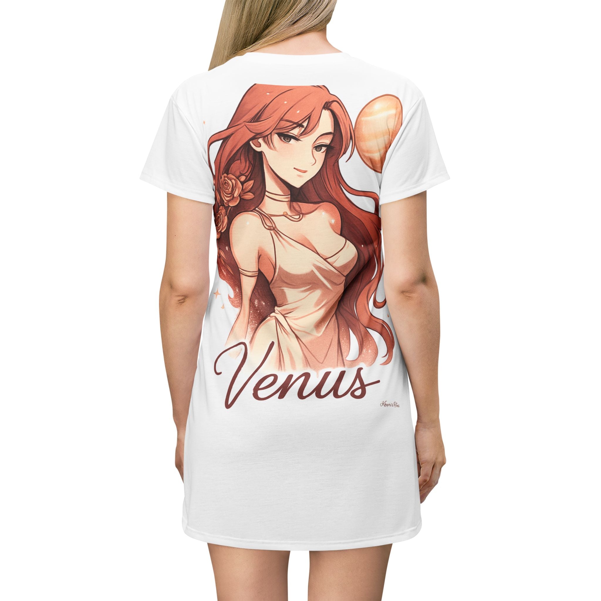 Venus Aphrodite Graphic T-Shirt Dress | Cute Casual Dress, Summer Outfit, Anime Fashion, Gift for Her, Celestial Style