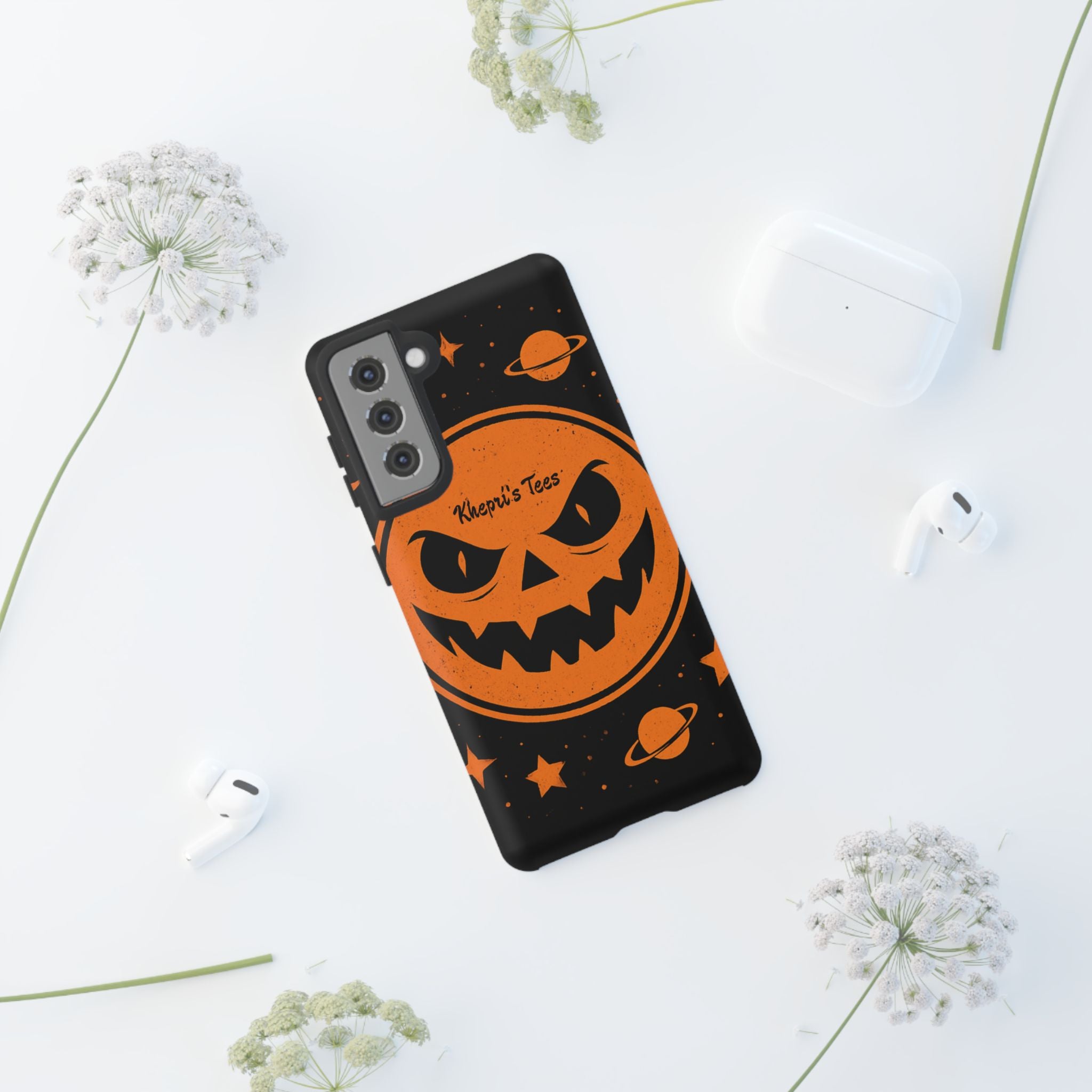 Halloween Monster Sun Phone Case, Spooky Cell Phone Cover, Tough Case for Halloween Lovers, Galaxy Print Phone Accessory, Kids & Adults Gift