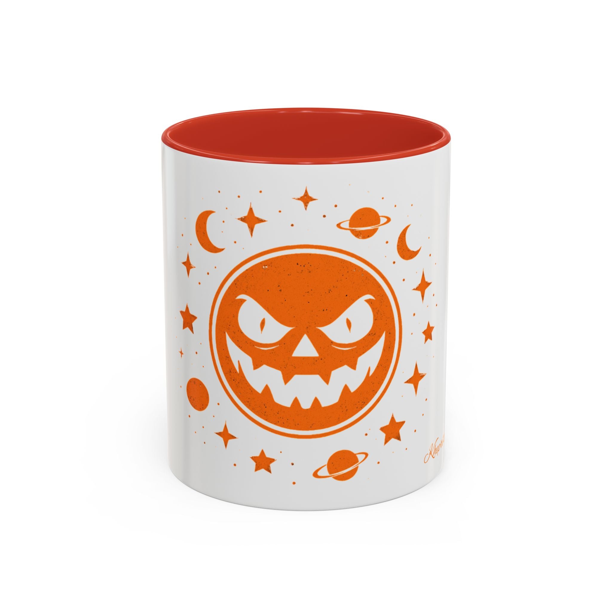 Cosmic Grin Coffee Mug - Fun Space Design, Halloween Gift, Unique Ceramic Mug, Sci-Fi Lover's Drinkware, Planetary Decor