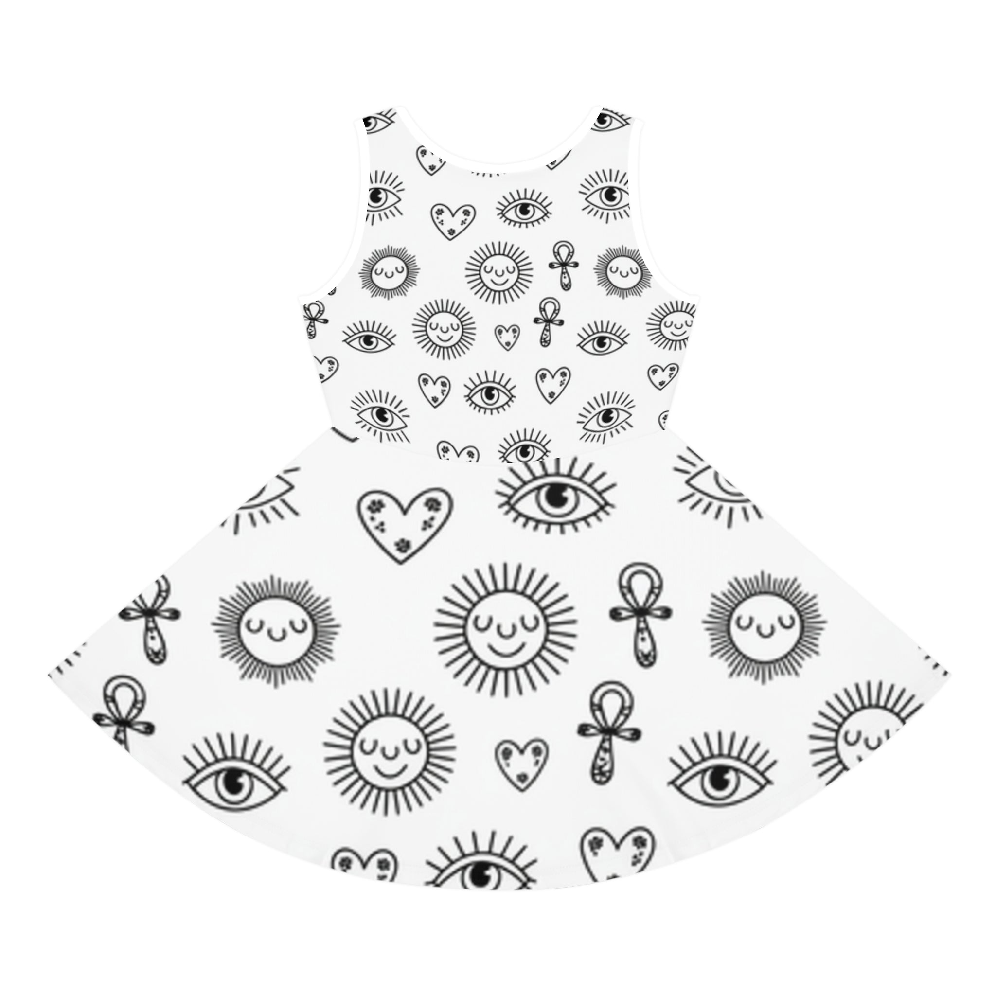 Sunny Vibes Girls' Sleeveless Sundress, Summer Dress for Girls, Fun Playwear, Perfect for Birthdays, Vacation, and Sunny Days