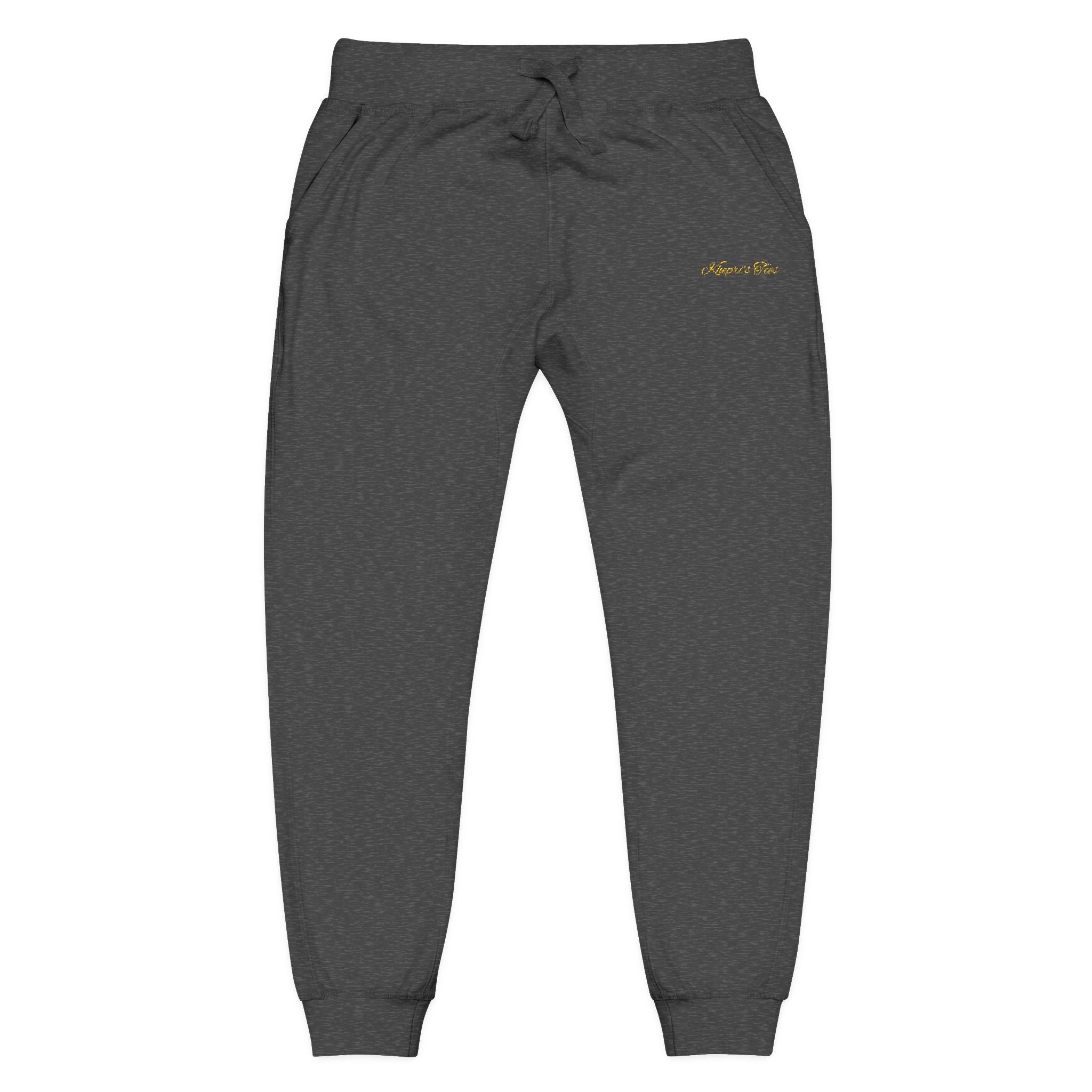 Cozy Unisex Fleece Sweatpants with Embroidery, Perfect for Lounging, Outdoor Activities, Gift for Him/Her, Personalized Relaxation Wear