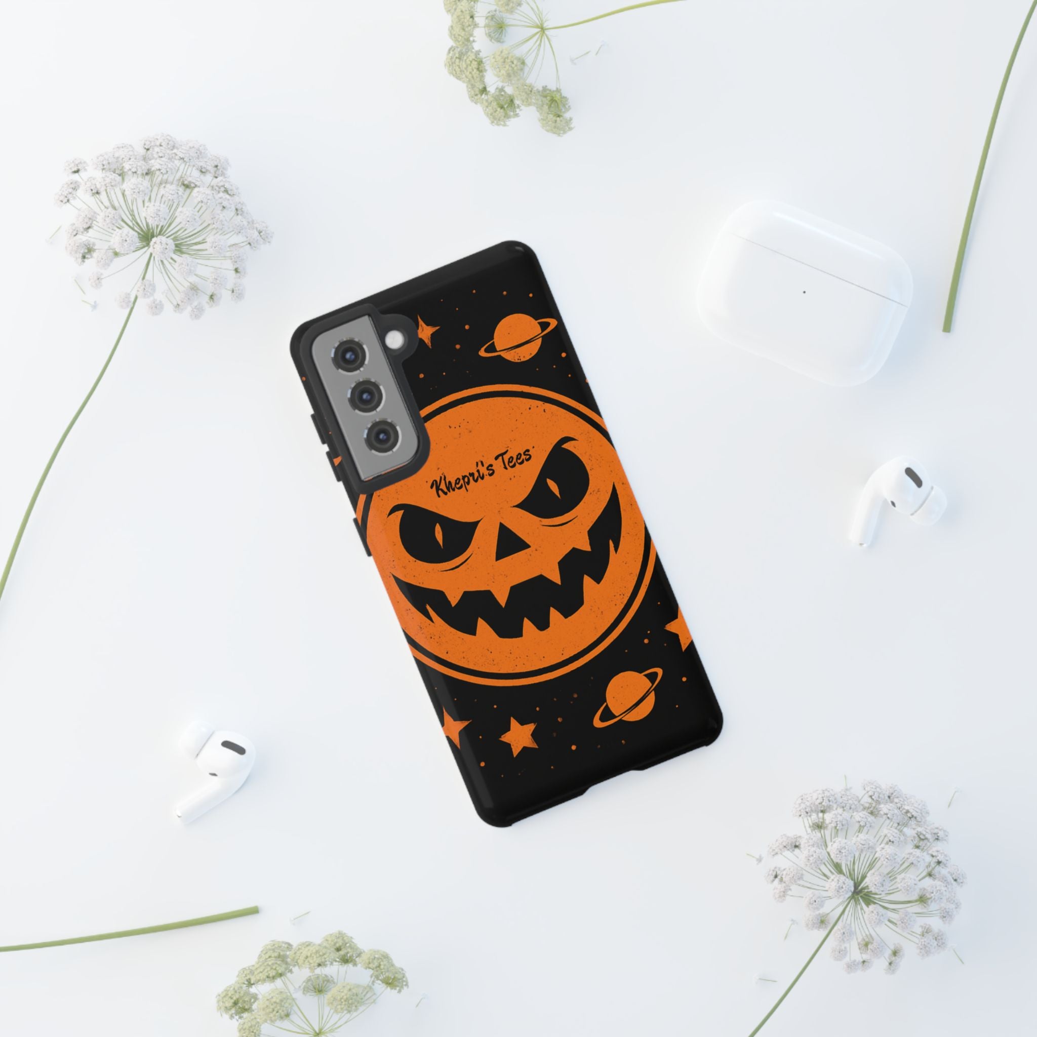 Halloween Monster Sun Phone Case, Spooky Cell Phone Cover, Tough Case for Halloween Lovers, Galaxy Print Phone Accessory, Kids & Adults Gift