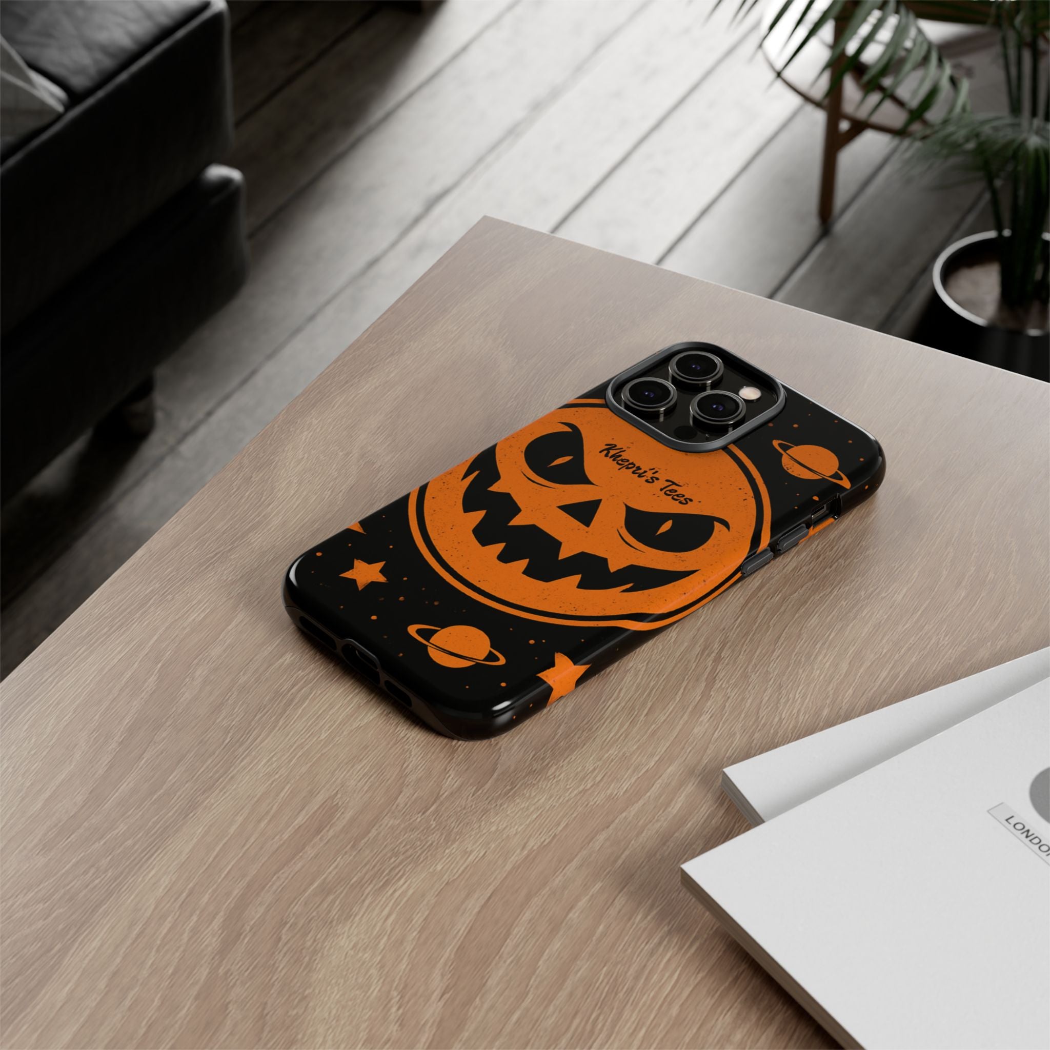 Halloween Monster Sun Phone Case, Spooky Cell Phone Cover, Tough Case for Halloween Lovers, Galaxy Print Phone Accessory, Kids & Adults Gift