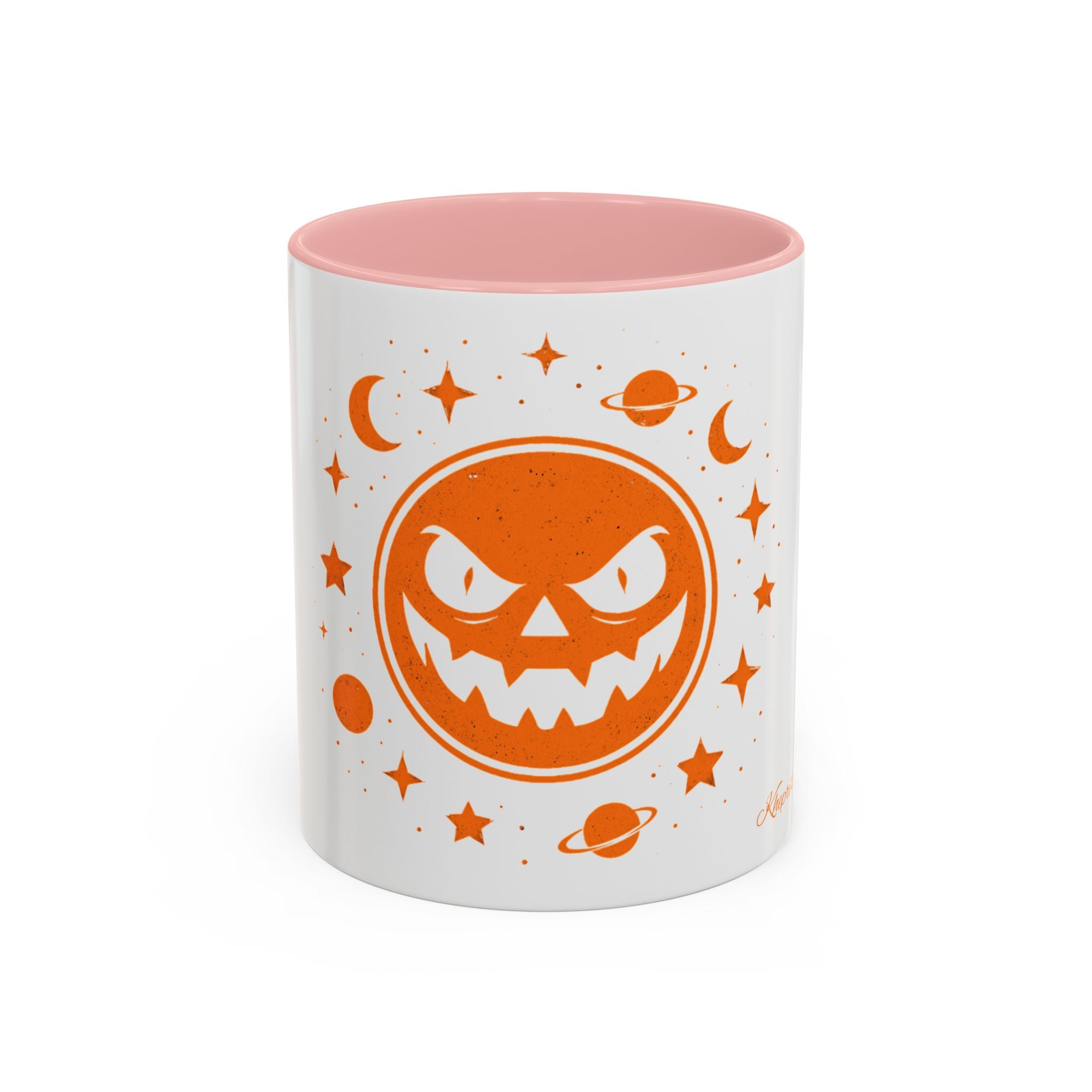 Cosmic Grin Coffee Mug - Fun Space Design, Halloween Gift, Unique Ceramic Mug, Sci-Fi Lover's Drinkware, Planetary Decor