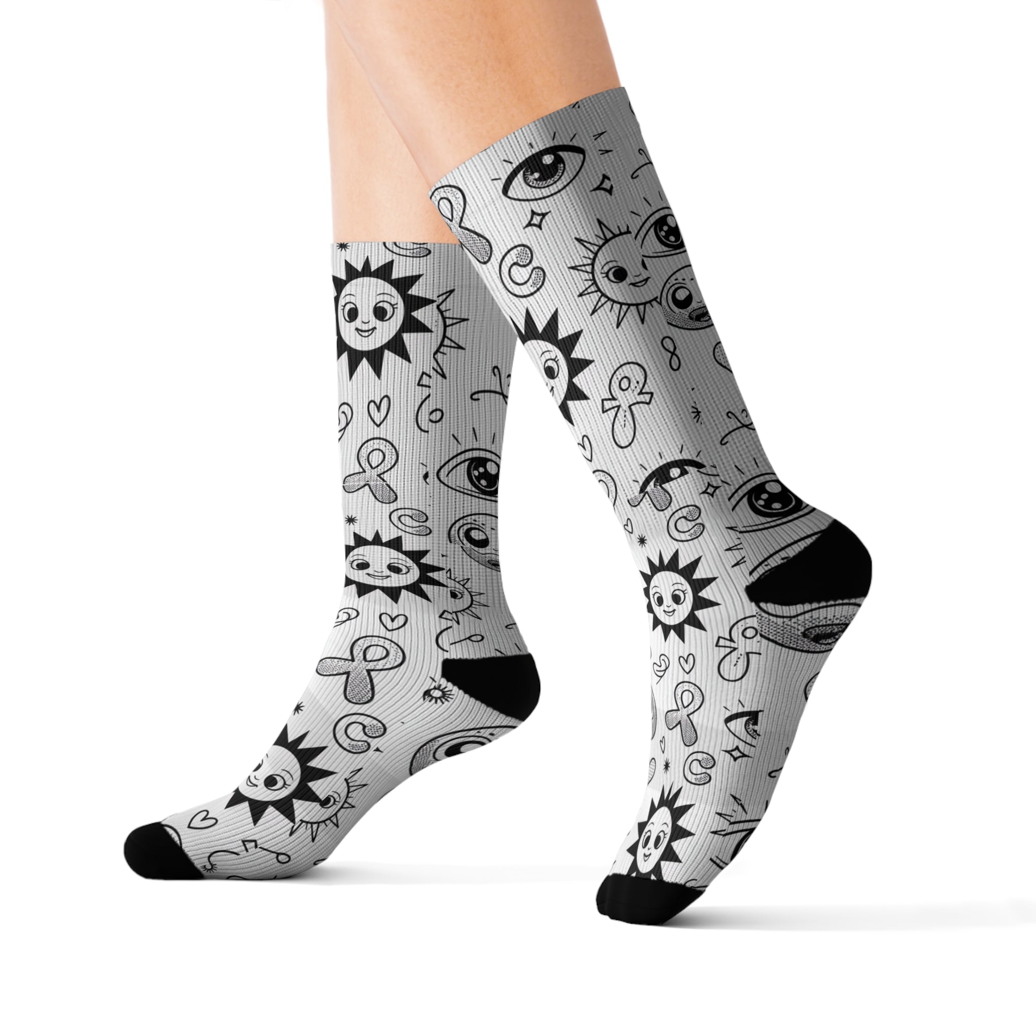 Sun & Eye Sublimation Socks, Unique Patterned Crew Socks for Cozy Vibes, Gift for Friends, Funky Fashion Accessory, Perfect for All [...]